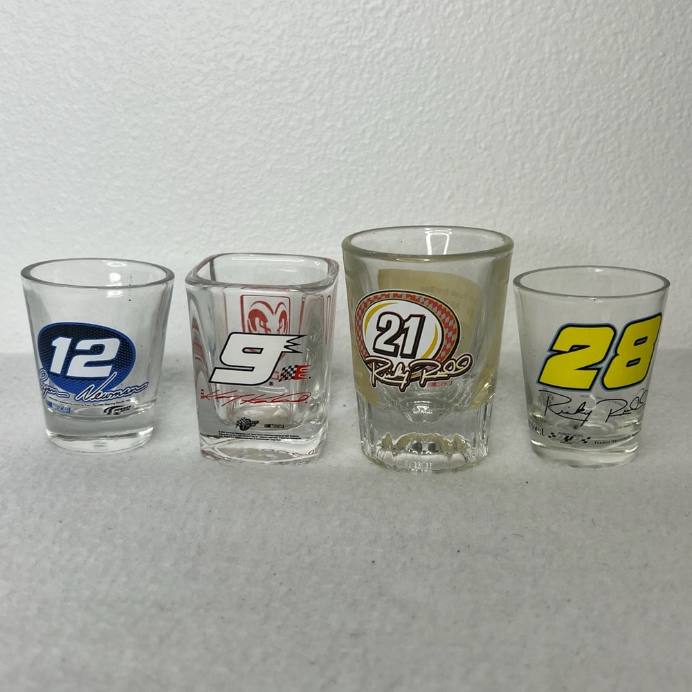 Set of 4 NASCAR 2000s Miscellaneous Shot Glasses - Rudd, Newman and Kahne